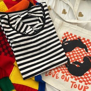 Forever 21 Black and White Striped Bow Dress